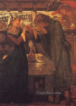  sol Pintura Art%C3%ADstica - Tristram e Isolda bebiendo la poción de amor Hermandad Prerrafaelita Dante Gabriel Rossetti